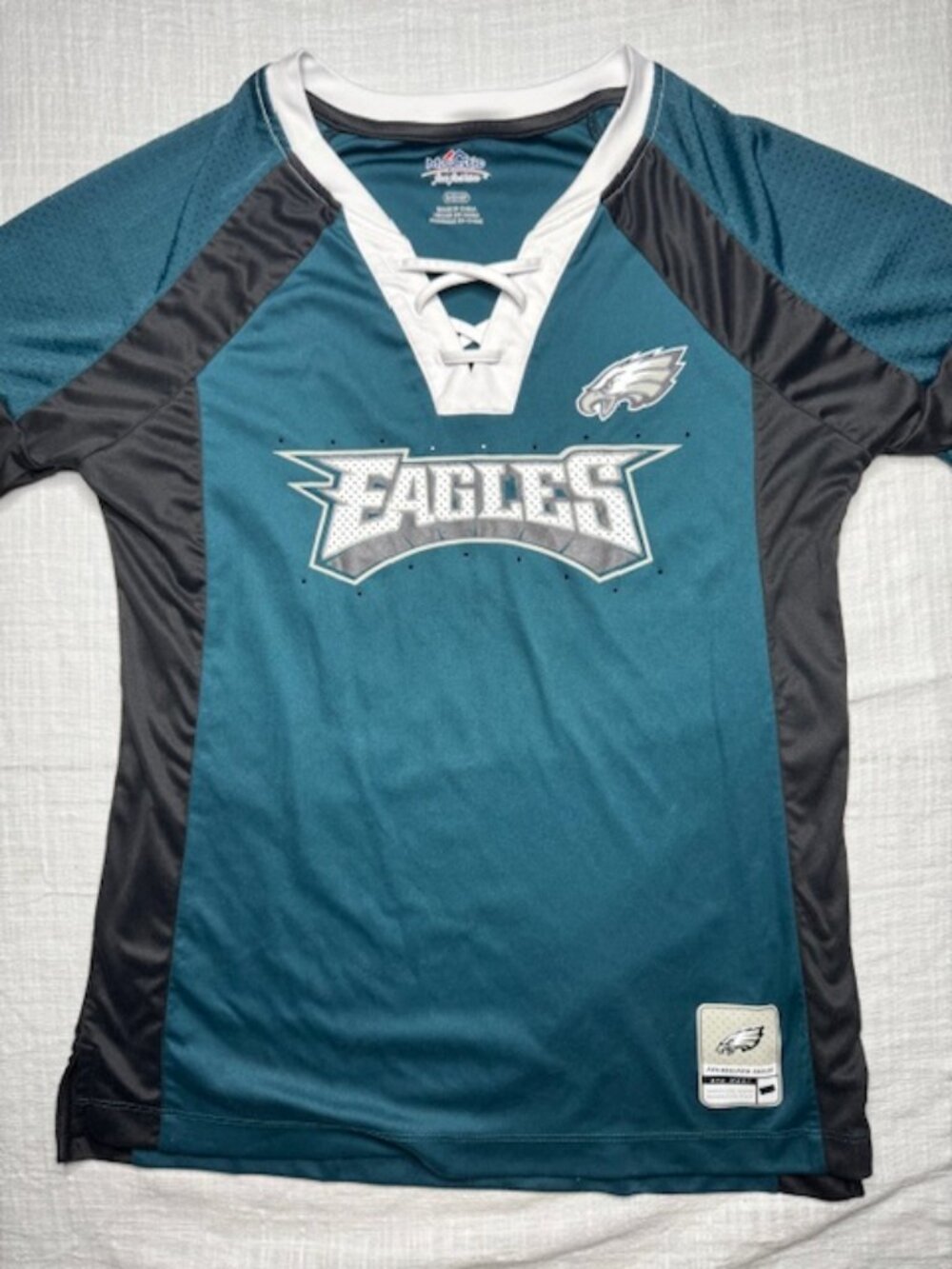 Philadelphia Eagles Lace-Up Green Womens Jersey Style Shirt Size S